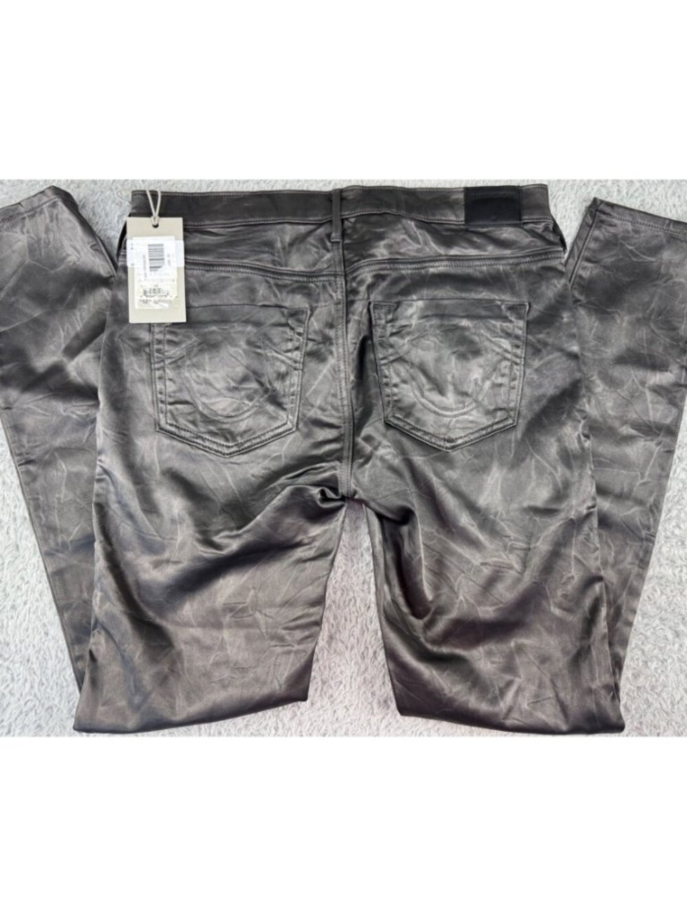 Smalls X True Religion Mid Rise Halle Coated Skinny Jeans 30 Black Vtg USA Retro - Picture 16 of 16